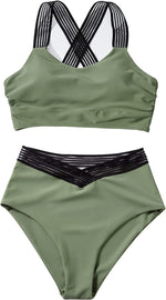 DOULAFASS Women's Racerback Bikini Set Swimsuit Swimming Costume Mesh BNWT