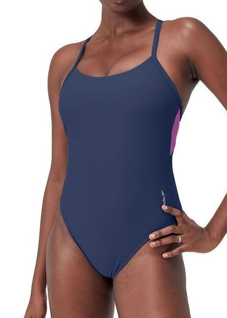 Speedo Women's Colourblock Racerback Swimsuit Swimming Costume Swimwear BNWT