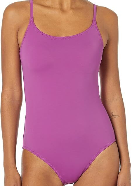 Amazon Essentials Women's Thin Strap Swimsuit Swimming Costume Violet BNWT