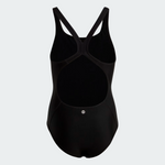 Adidas Girls Solid 3 Three Bars Stripe Small Logo Swimsuit Swimming Costume BNWT