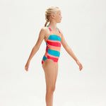 Speedo Printed Allover Medalist Girls Junior Swimsuit Swimming Costume BNWT