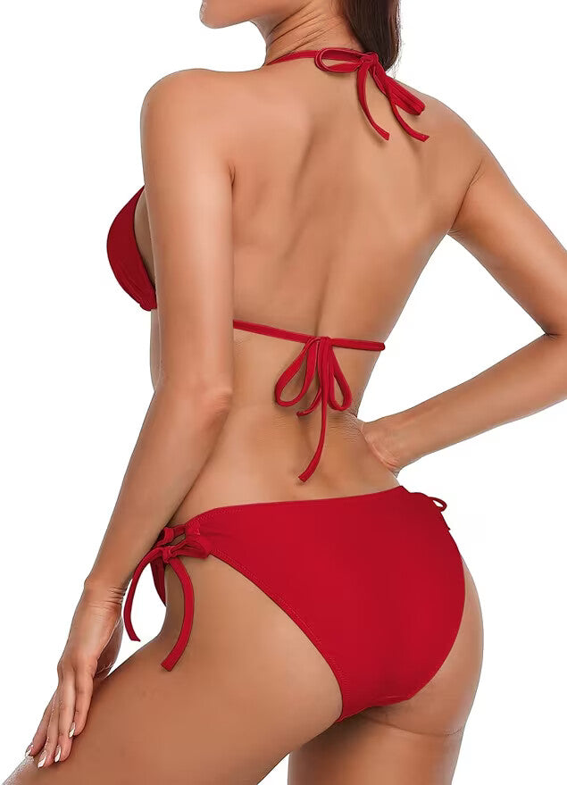 CharmLeaks Women's Padded Triangle Bikini Swimsuit Swimming Costume Slit BNWT