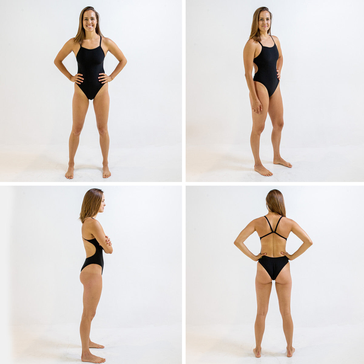 Finis Women's Openback Solid Swimsuit Swimming Costume Black BNWT