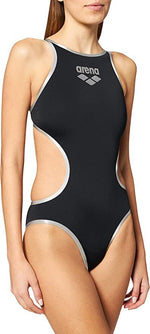 Arena Women's One Big Logo Black/Silver Swimsuit Swimming Costume BNWT