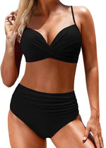 DOULAFASS High Waist Ruched Tummy Control Bikini Swimsuit Swimming Costume BNWT
