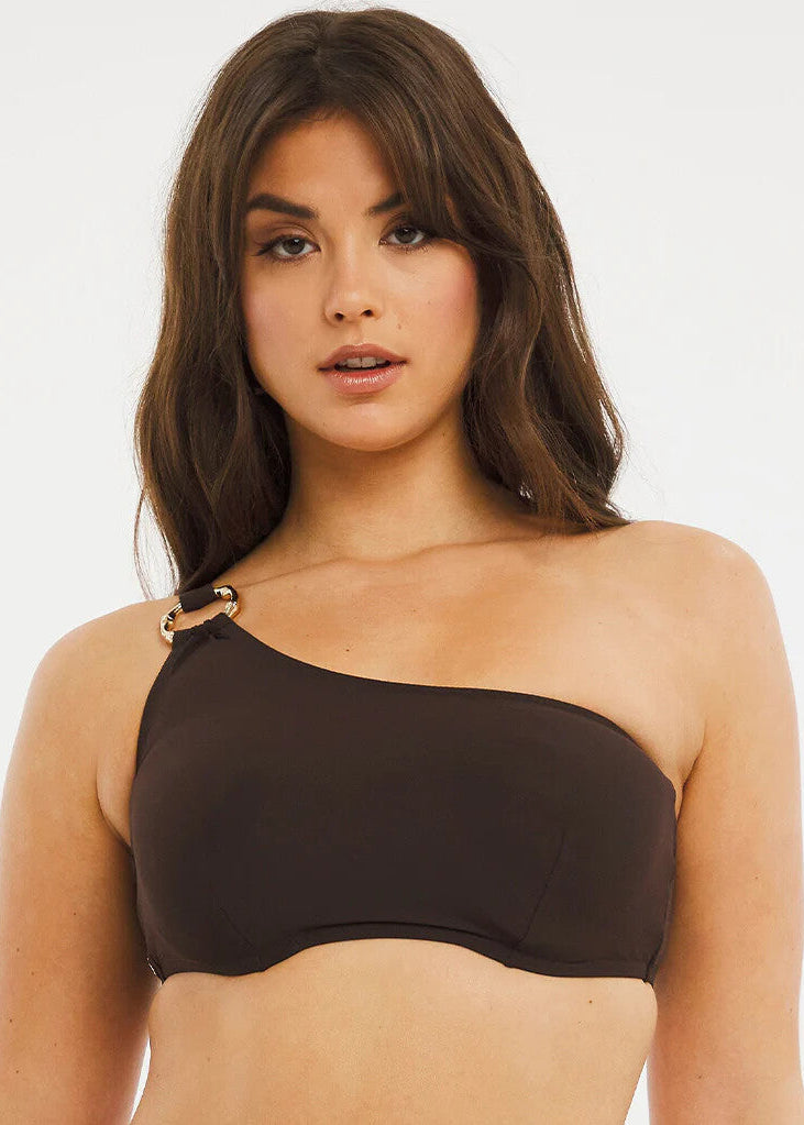 Figleaves Women's Serengeti One Shoulder Padded Bikini Top Underwired Swimsuit