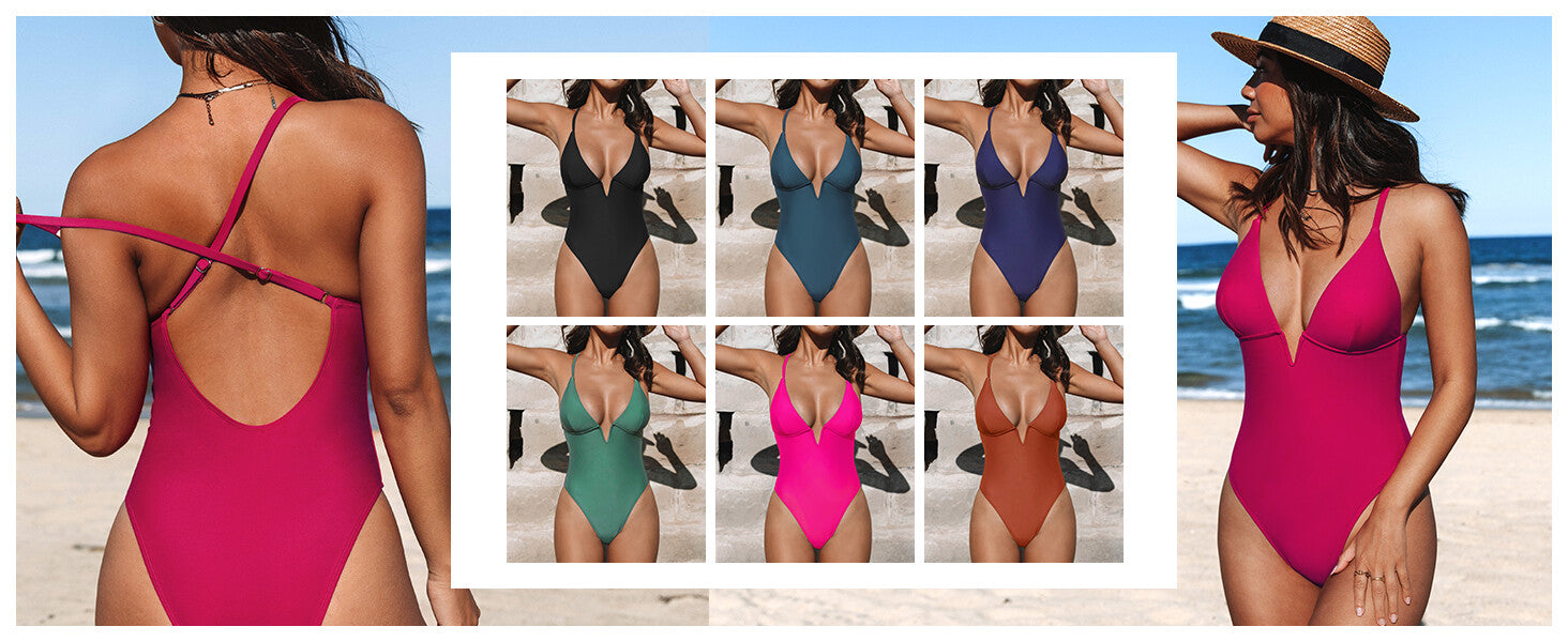 Cupshe Women's Deep V Neck Criss Cross Back Swimsuit Swimming Costume BNWT