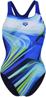 Arena Women's Visual Waves Pro Back One Piece Swimsuit Swimming Costume BNWT
