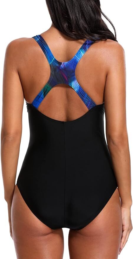 CharmLeaks Women's Padded Colour Block Racerback Swimsuit Swimming Costume BNWT