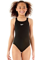 Speedo ECO Endurance+ Medalist Girls Swimsuit Swimming Costume Black 2025 BNWT