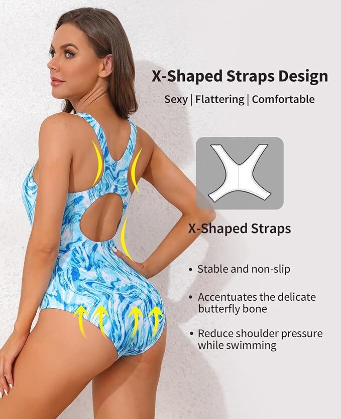 Attraco Women's Padded Racerback Swimsuit Swimming Costume Swimwear BNWT