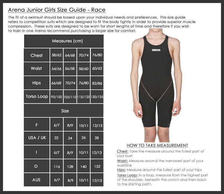 Arena Girl's Powerskin St Next Open Back Jr Swimming Race Racing Swimsuit BNWOT