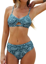 Cupshe Women's Cut-Out Mid-Rise Ruched Bikini Swimsuit Swimming Costume BNWT