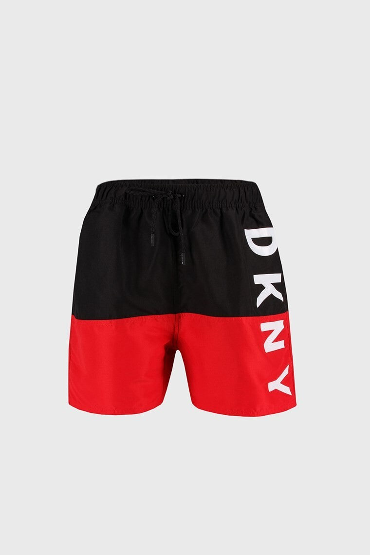 DKNY Men's Naxos Swim Shorts Swimsuit Swimming Costume Black Red BNWT