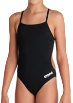 Arena Girl's Team Swimsuit Challenge Solid Swimming Costume Black BNWT