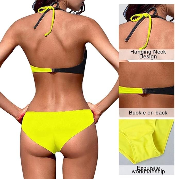CheChury Women's Padded Push-Up Bikini Swimsuit Swimming Costume BNWT
