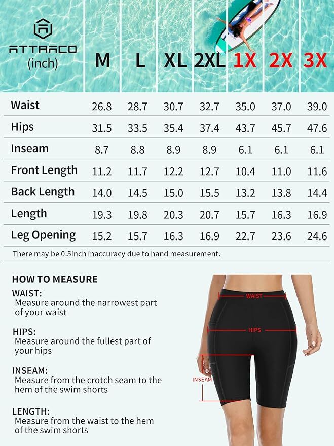 Attraco Women's High Waisted Swim Shorts Swimsuit Swimming Costume BNWT