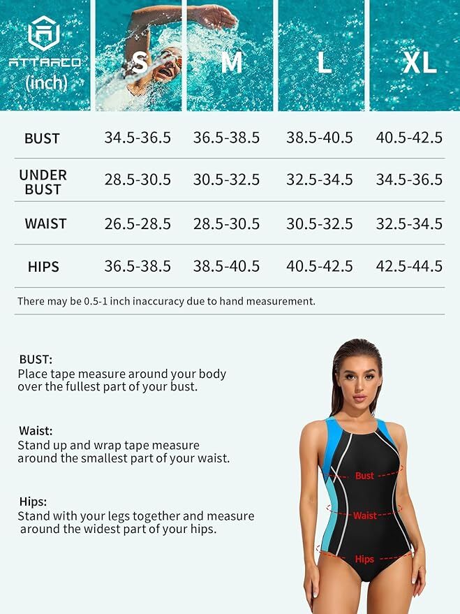 Attraco Women's Padded Colour Block Racerback Swimsuit Swimming Costume BNWT