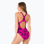 Speedo Women's Hyperboom Allover Medalist Swimsuit Swimming Costume Pink BNWT