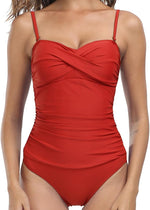 Derssity Women's Ruched Tummy Control Bandeau Twist Swimsuit Swimming Costume