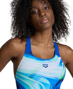 Arena Women's Visual Waves Pro Back One Piece Swimsuit Swimming Costume BNWT