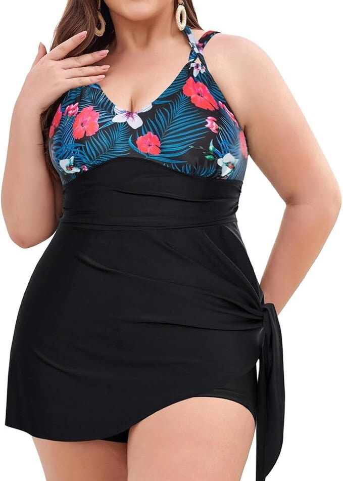 Hanna Nikole Women Tummy Control Tankini Plus Size Two Piece Swimsuit Shorts
