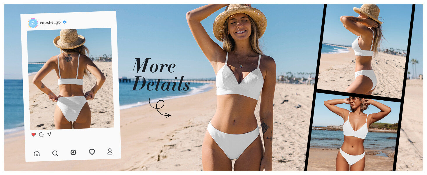 Cupshe Women's Ribbed Low Rise Hipster Bikini Swimsuit Swimming Costume BNWT