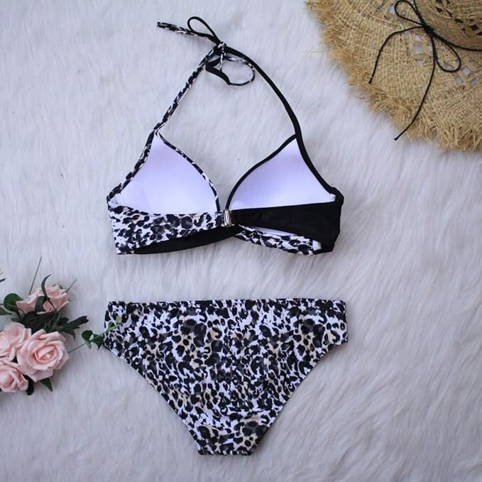 CheChury Women's Halter Twist High Waist Bikini Swimsuit Swimming Costume BNWT