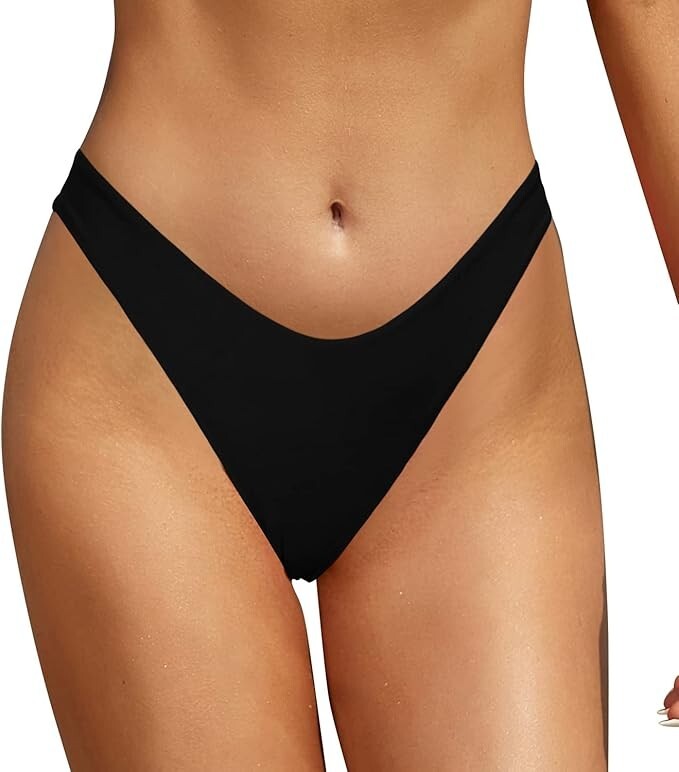 Shekini Women's U Cut High Leg Bikini Bottom Brief Swimsuit Swimming Costume