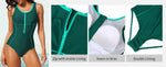 CharmLeaks Women's Padded Zip Racerback Swimsuit Swimming Costume Swimwear BNWT