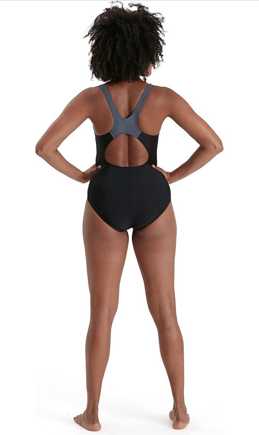 Speedo Women's Colourblock Splice Muscleback Swimsuit Swimming Costume BNWT