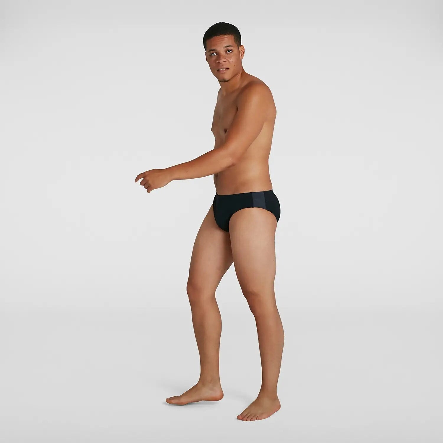 Speedo Men's Boom Logo Splice 7cm Brief Swimming Costume Swimsuit Black BNWT