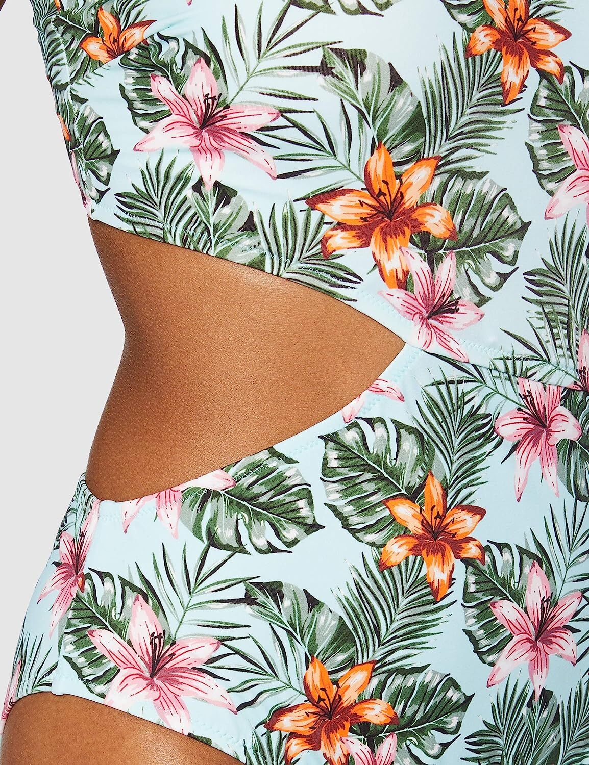 Iris & Lilly Women's Shoulder Cut Out Swimsuit Swimming Costume Tropical BNWT
