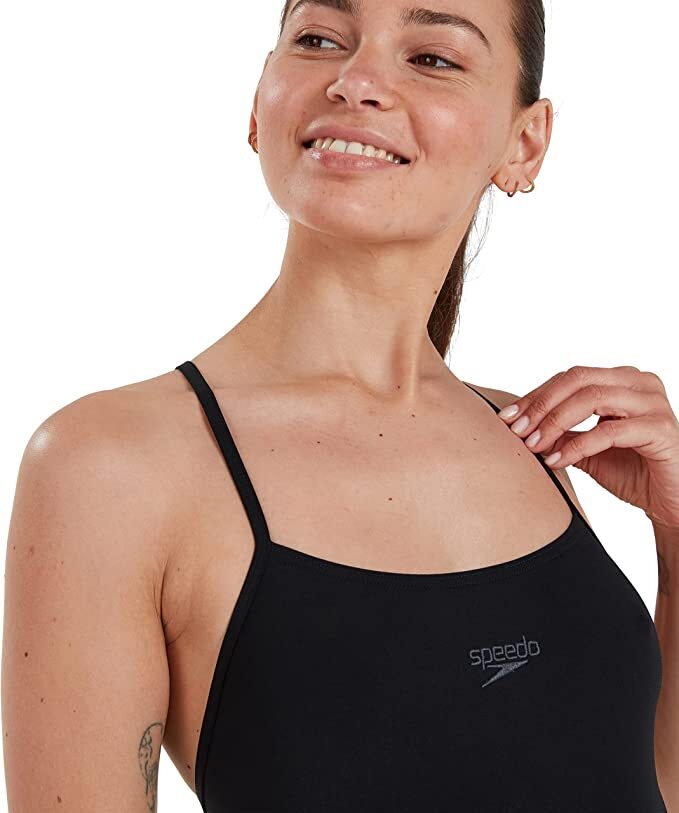 Speedo Women's Eco Endurance+ Thinstrap Swimsuit Swimming Costume Black BNWT