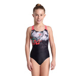 Arena Girl's Splash Point V Back Graphic Swimsuit Swimming Costume BNWT