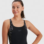Speedo Women's Hyperboom Splice Muscleback Swimsuit Swimming Costume Black BNWT