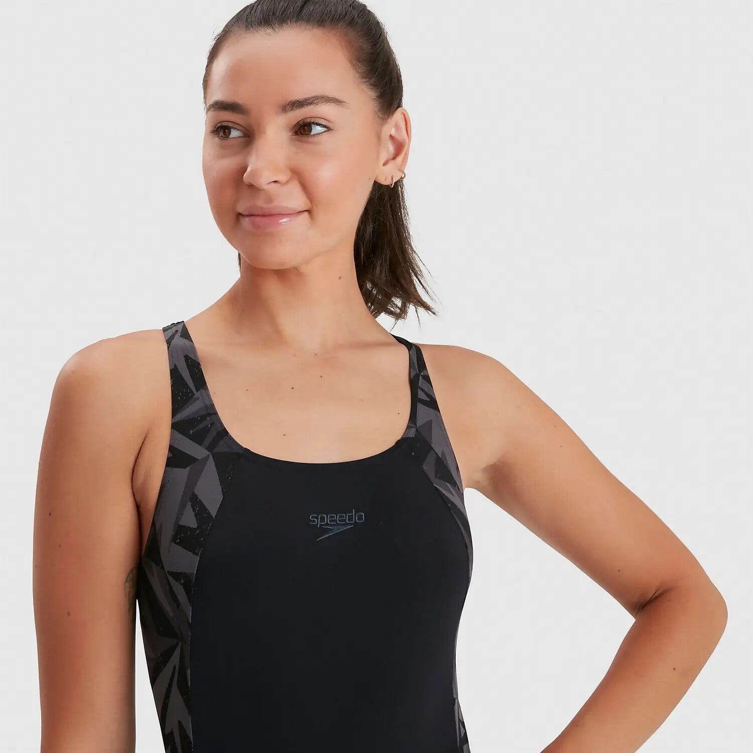 Speedo Women's Hyperboom Splice Muscleback Swimsuit Swimming Costume Black BNWT