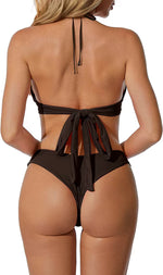 RXRXCOCO Women's Triangle Bow Tie Back Bikini Set Swimsuit Swimming Costume BNWT