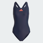 Adidas Women's 3 Bars One Piece Swimsuit Swimming Costume HR6471 BNWT