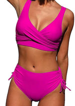CheChury Women's High Waist Twist Front Bikini Swimsuit Swimming Costume BNWT