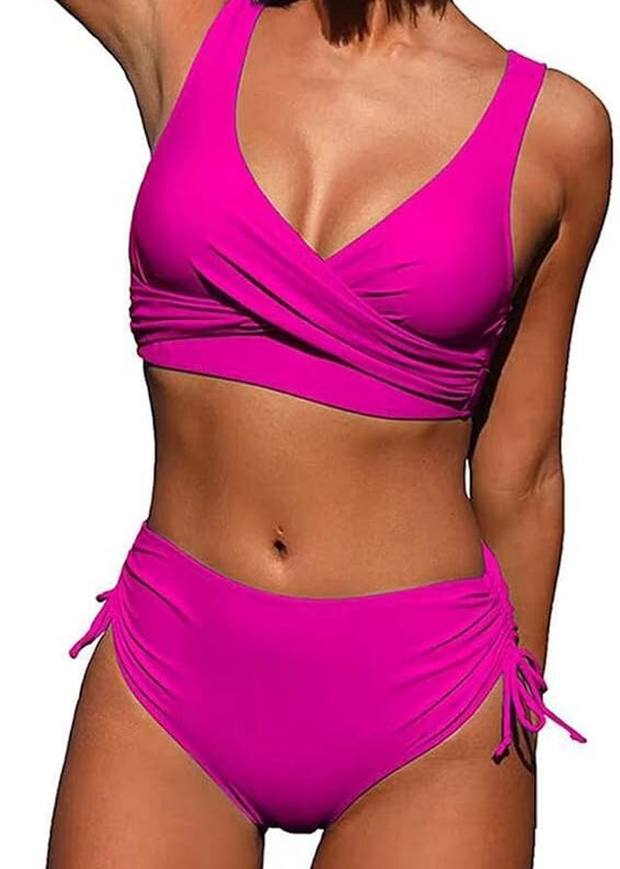 CheChury Women's High Waist Twist Front Bikini Swimsuit Swimming Costume BNWT