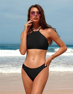 Attraco Women's Padded High Neck Bikini Two Piece Swimsuit Swimming Costume BNWT