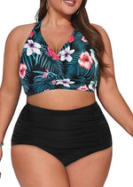 Hanna Nikole High Waist Ruched Tummy Control Bikini Swimsuit Swimming Costume