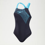 Speedo Women’s Medley Logo Medalist Swimsuit Swimming Costume Navy Blue BNWT
