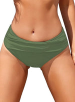 Shekini Women's Ruched Bikini Bottom Swimsuit Swimming Costume Medium Waist BNWT