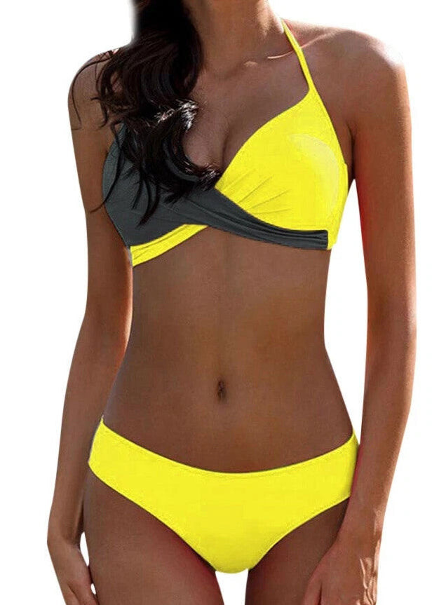 CheChury Women's Padded Push-Up Bikini Swimsuit Swimming Costume BNWT