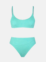Cupshe Women's High Waist Ribbed Texture Bikini Swimsuit Swimming Costume BNWT