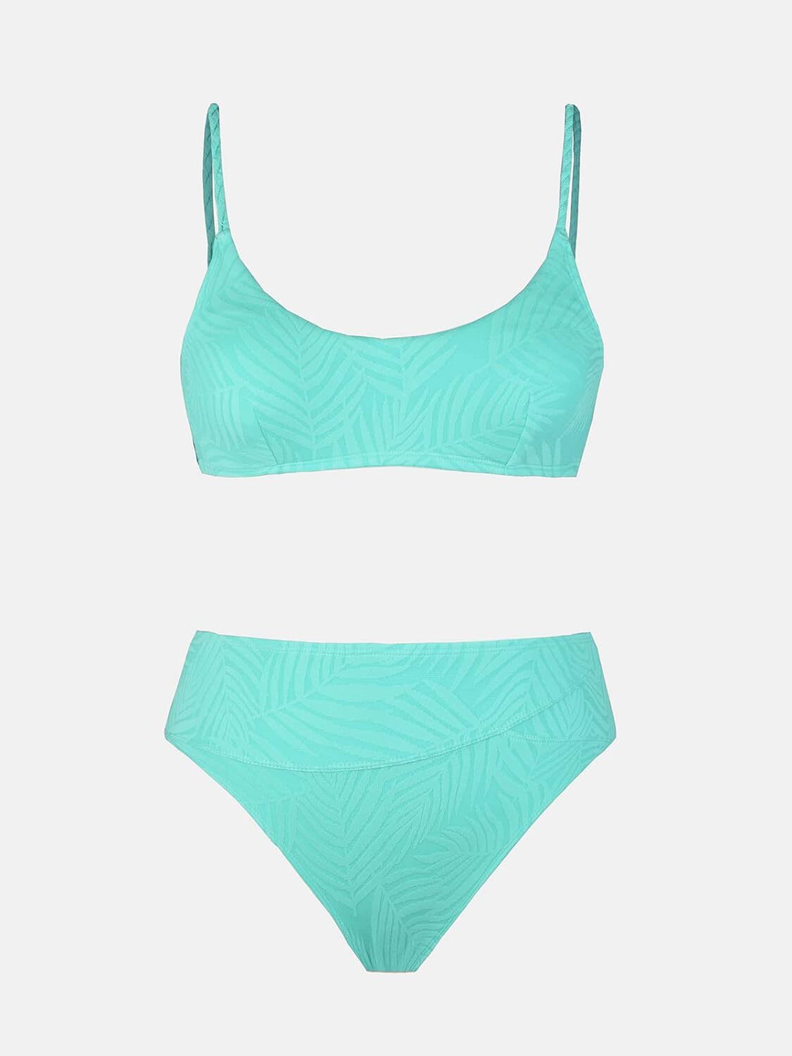 Cupshe Women's High Waist Ribbed Texture Bikini Swimsuit Swimming Costume BNWT