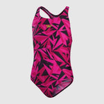 Speedo Girls Hyperboom Logo Medalist Swimsuit Swimming Costume Black Pink BNWT