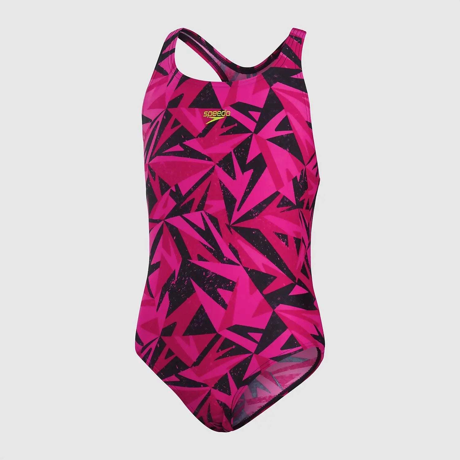 Speedo Girls Hyperboom Logo Medalist Swimsuit Swimming Costume Black Pink BNWT